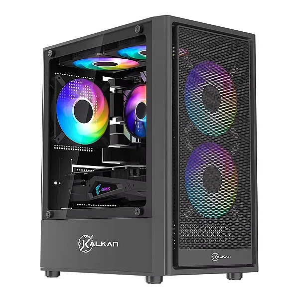 Gabinete Gamer Kalkan Vesir Flow Preto KLK082