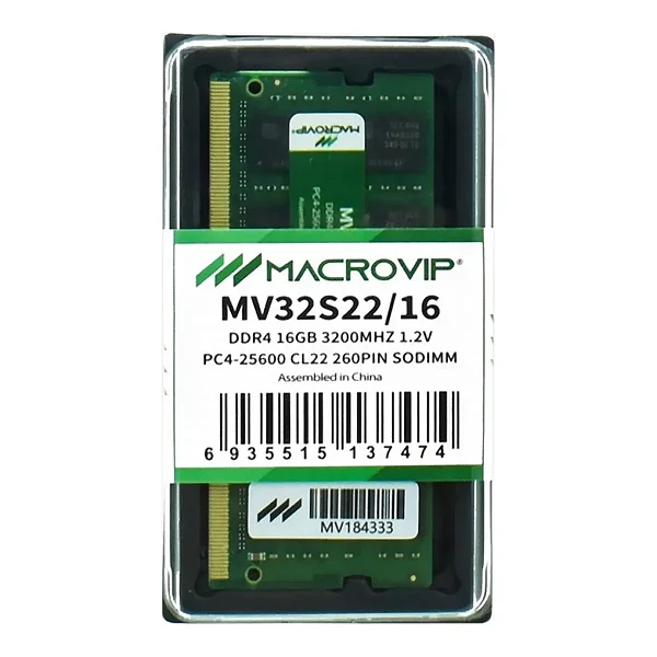 Memória Notebook 16GB DDR4 3200 MHz Macrovip MV32S22-16