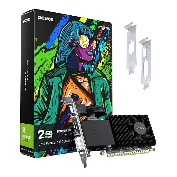 Placa de Vídeo Nvidia Geforce Gt730 2Gb Ddr3 64 Bits Projeto Edge Low Profile Single Fan PCYes - Pvgt730Gb2Pe