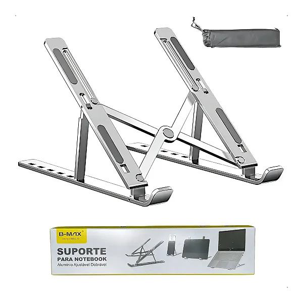 Suporte Notebook B-Max Alumínio Ajustável Dobrável BMG-39 11'' a 17'' Antiderrapante