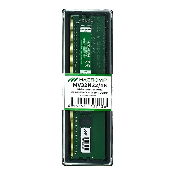 Memória RAM DDR4 16GB 3200MHz Macrovip MV32N22/16i CL22 UDIMM Desktop