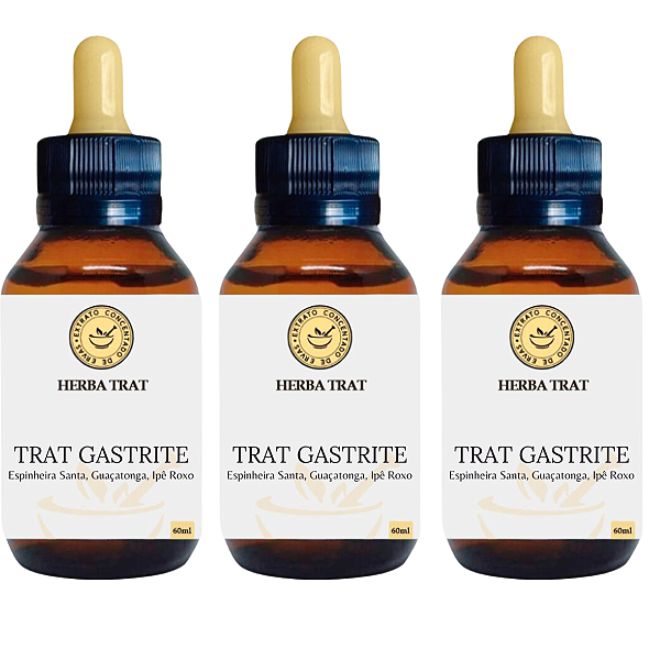 TRAT GASTRITE - EXTRATO 60ml (Tintura Mãe) KIT COM 03 UNIDADES