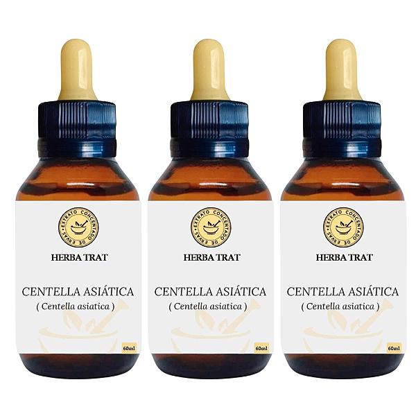 CENTELLA ASIÁTICA - EXTRATO 60ML ( Tintura Mãe ) KIT COM 03 UNIDADES