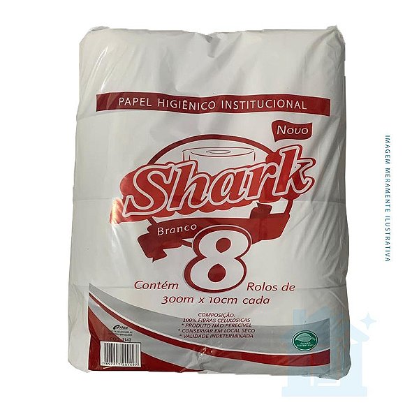 Papel Higiênico Institucional Bobina Shark Branco 8X300 Mts