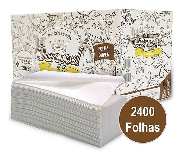 Papel Interfolha Cai Cai Folha Dupla Supreme Ouroppel C/ 2400 Folhas 22,5X20