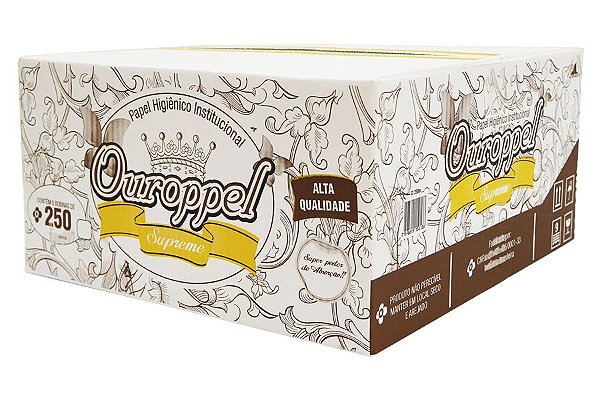 Papel Hig Folha Dupla 250M Ouroppel Supreme - Cx C 8 Rolos