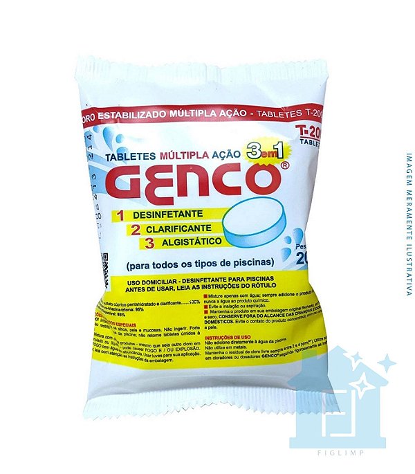 Tablete Cloro Estabilizado 200G Multipla Ação 3 Em 1 - Genco