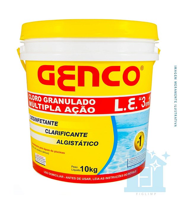 Genclor Cloro Granulado 10Kg Multipla Ação 3 Em 1  - Genco