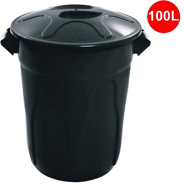 LIXEIRA PRETA  C/TAMPA JSN 100 LITROS
