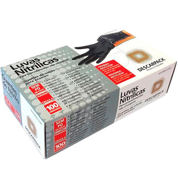 Luva Nitrilica Preta Descarpack S/Po "G" C/100Und
