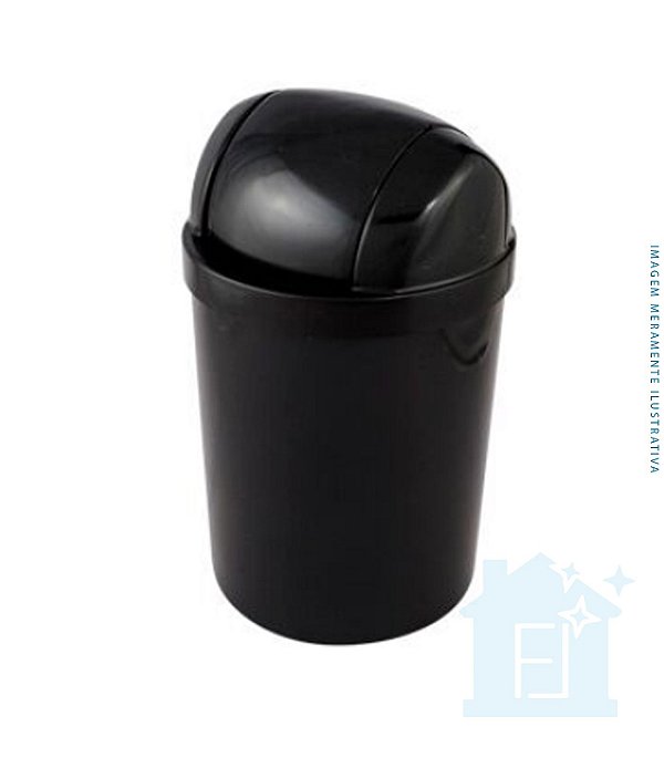 CESTO LIXEIRA 15 LITROS PRETO COM TAMPA BASCULANTE TRILHA