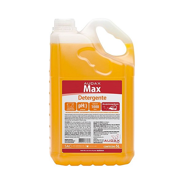 DETERGENTE MAX CONCENTRADO AUDAX  5L X1000 LITROS