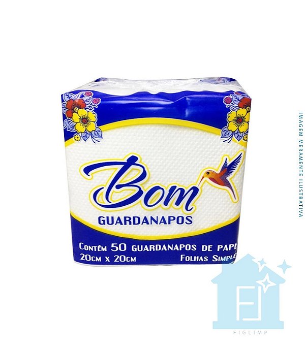 GUARDANAPO DE PAPEL BOM 20X20CM 50UNIDADES