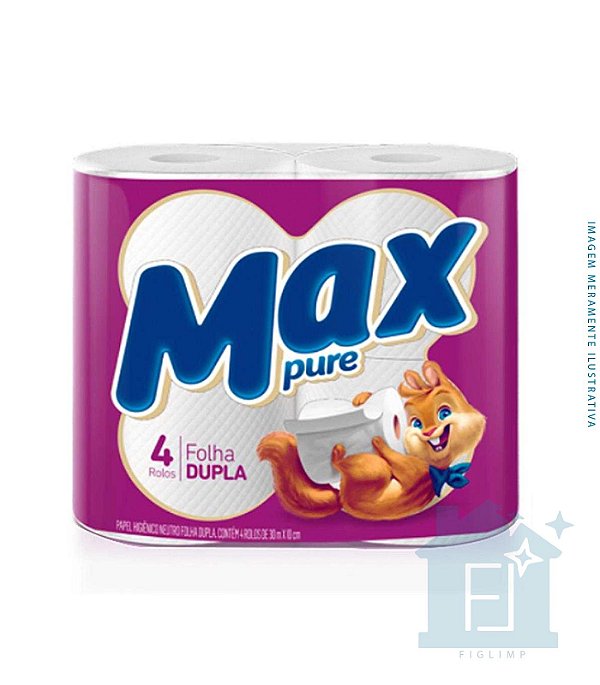 Papel Higiênico Max Pure Neutro 4 Rolos Folha Dupla 30M X 10Cm