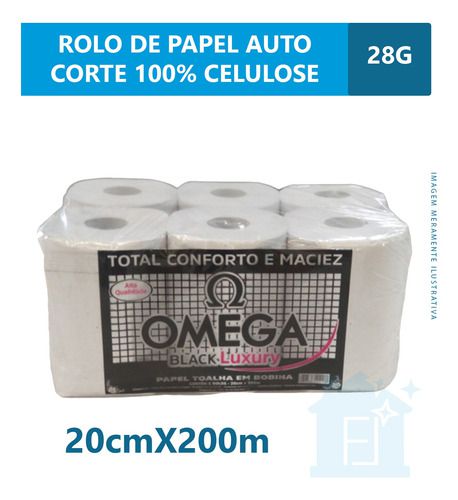 Papel Bobina  Omega Black Luxo   Auto Corte 6X200 20Cm - 100% Celulose