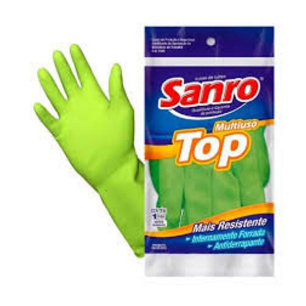 Luva Latex Sanro Top Sm Par Forrada (G) Verde