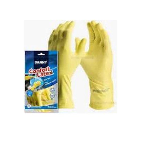 Luva Latex Sanro Forrada Amarela - P