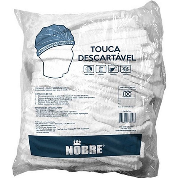TOUCA BCO DESCARTAVEL EM TNT SANFONADA C/100UND- NOBRE
