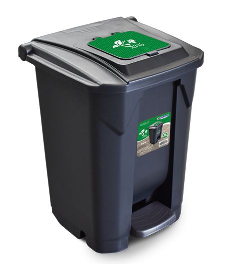 LIXEIRA 60L C/ PEDAL RODA TAMPA CLICK PRETA