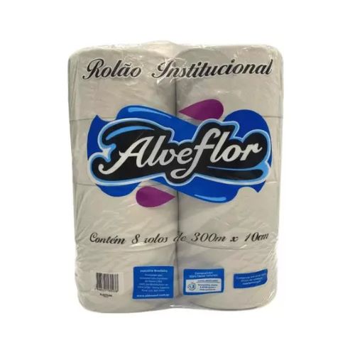 PAPEL HIGIENICO BRANCO ESPECIAL ROLAO ALVEFLOR 8 X 300 M