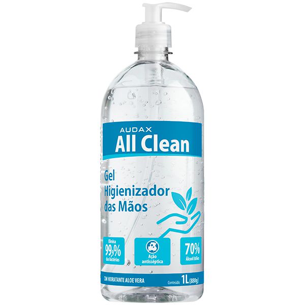 ALL CLEAN ALCOOL GEL AUDAX COM ALOEVERA 70% 5L