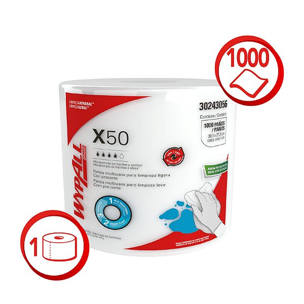 WIPERS WYPALL X-50 JUMBO ROLL 1000 PANOS - KCQ