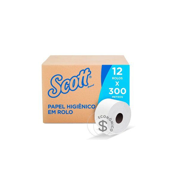 PAPEL HIGIENICO ROLÃO SCOTT EXTRA LUXO 12 ROLOS DE 300M - KCQ