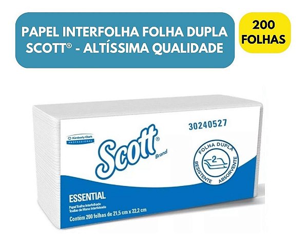 PAPEL TOALHA INTERFOLHA FOLHA DUPLA SCOTT ESSENTIAL 200 FOLHAS - KCQ
