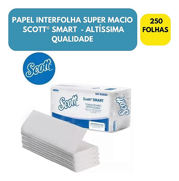 TOALHA DE MAO INTERFOLHA SCOTT SMART FOLHA EXTRA LUXO 250 FOLHAS - KCQ