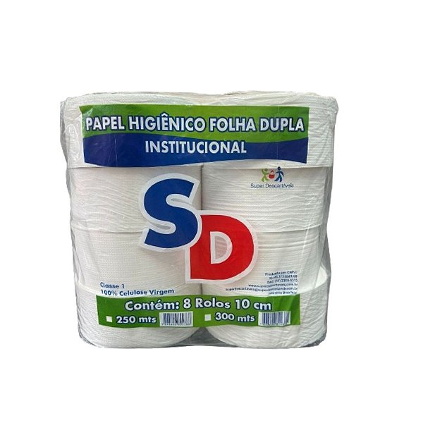 Papel Higiênico 250 Mts Folha Dupla 100% Celulose Rolão SD