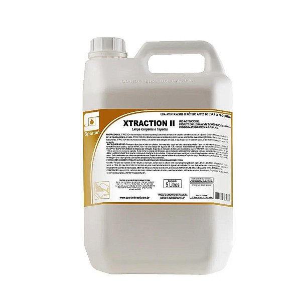 XTRACTION  II - Detergente Profissional Para Estofados e Carpetes 5L - Spartan
