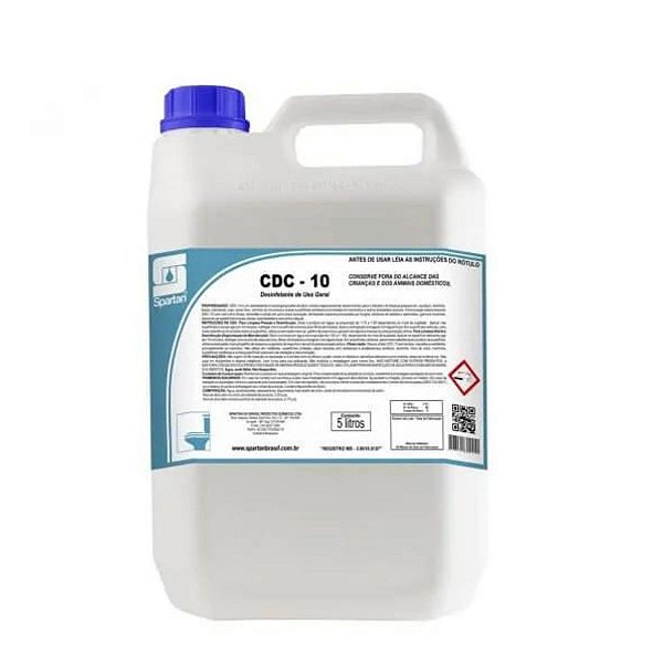 CDC-10  - Desinfetante e limpador desengordurante alcalino clorado - 5 LITROS - Spartan