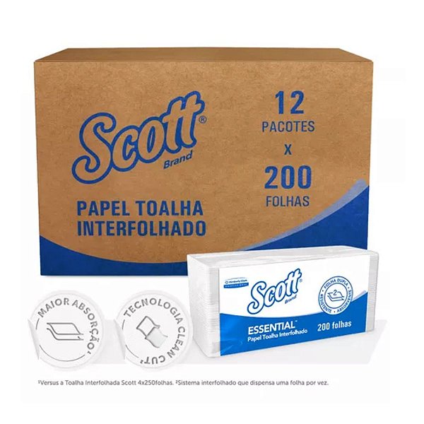 Cx Papel Toalha Interfolha Folha Dupla Scott Essential 2400 Folhas-Kcq