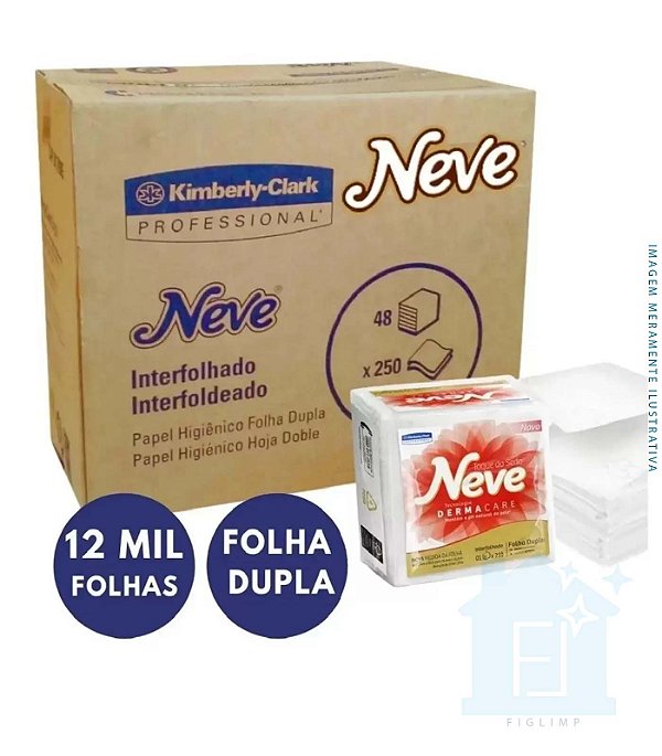 Papel Higiênico Neve Interfolhado Cai Cai Folha Dupla 12000 Folhas