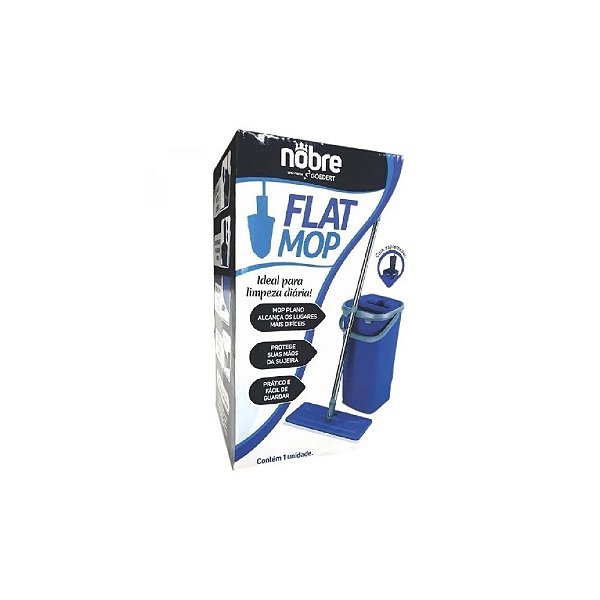 Mop Flat Balde 7l Azul C/espremedor e 1 Refil de Microfibra - Nobre