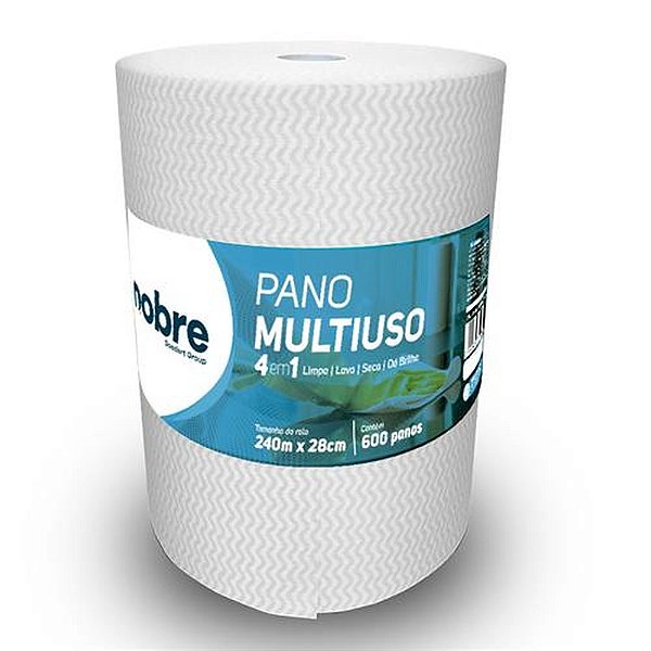 Rolo Pano Multiuso Slim C/28Cm X 240M Picotado Branco - Nobre