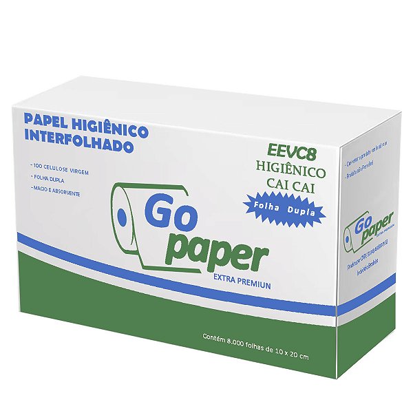 Papel Higienico  Folha Dupla Cai Cai Go paper C/8000 Fls