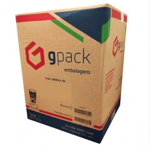 Caixa de Copo Descartavel 180ML GPACK Transparente PS 25 Pacotes com 100un