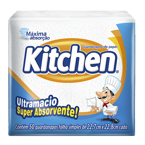GUARDANAPO KITCHEN FOLHA SIMPLES PEQUENO 50 FOLHAS - 22,7 x 22,8