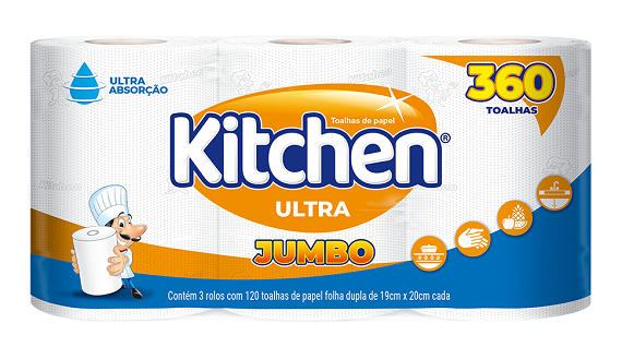 PAPEL TOALHA KITCHEN JUMBO 360FLS C/ 3 ROLOS