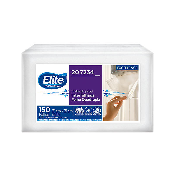 TOALHA DE PAPEL INTERFOLHA EXCELLENCE FOLHA QUADRUPLA 150 FOLHAS - 21X21 cm