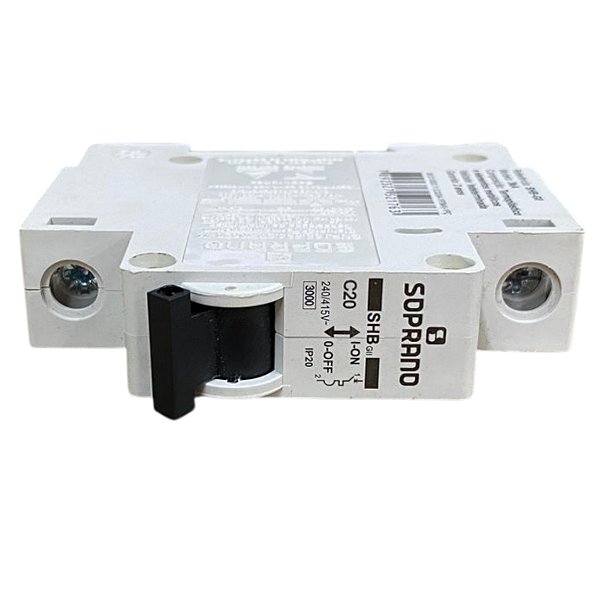 Disjuntor unipolar 20a 240v/415v 50/60hz ip20