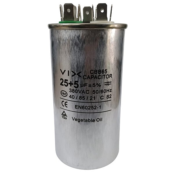 Capacitor duplo 25 + 5uf 380v ar condicionado secadora