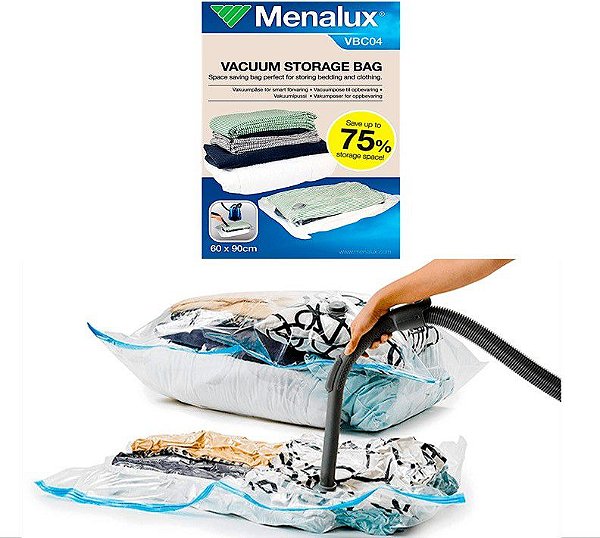 Saco vácuo para roupas 60x90cm electrolux ( usa aspirador )