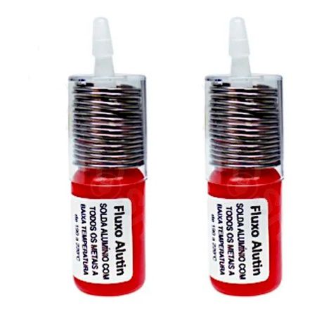 2 kit alutin solda + fluxo une alumínio com todos os metais