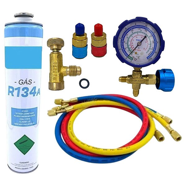 Kit Completo Recarga Fluído R134 Ar Condicionado Automotivo