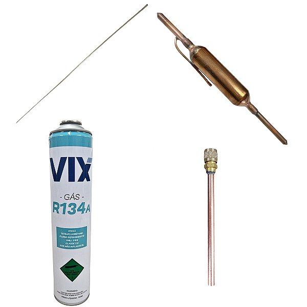 Kit Filtro + União Schrader + R134 + 1 Vareta Solda Foscoper