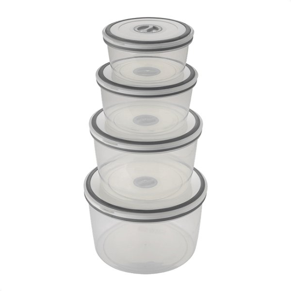 Kit 4 Pote Plástico Hermético Redondo Branco Electrolux