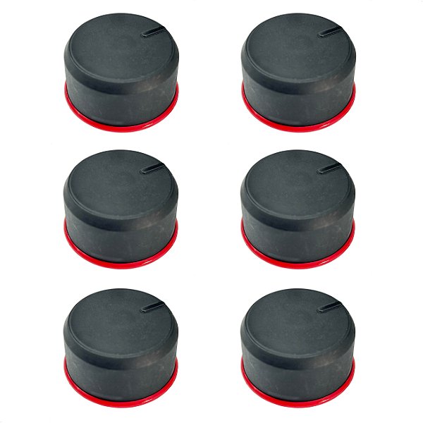 Kit 6 Botão Manípulo Com Anel Fogão Mueller Piacere Vetro G6
