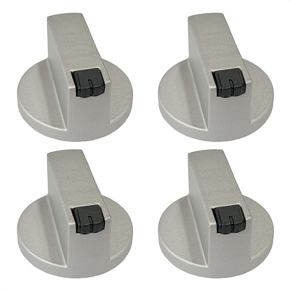 Kit 4 Botão Manípulo Prata Fogão Cooktop Britânia Philco 4B